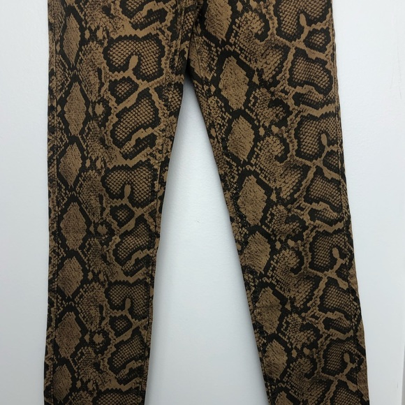 Zara Brown Snakeskin Print High-Rise Skinny Jean Size 4 - Picture 5 of 6